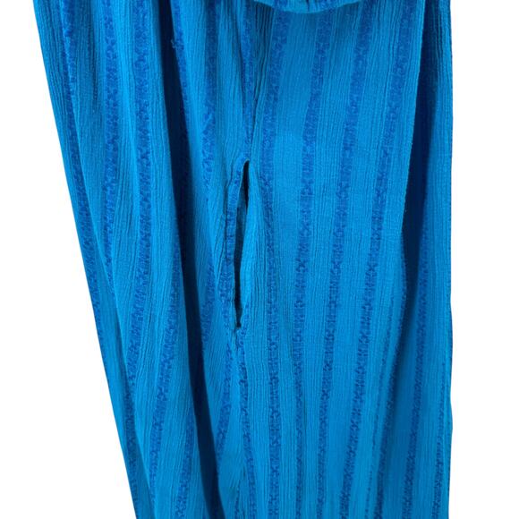 Comfort Choice Mumu House Dress SZ 1X Womens Blue Embroidered Floral 100% Cotton - Picture 5 of 9